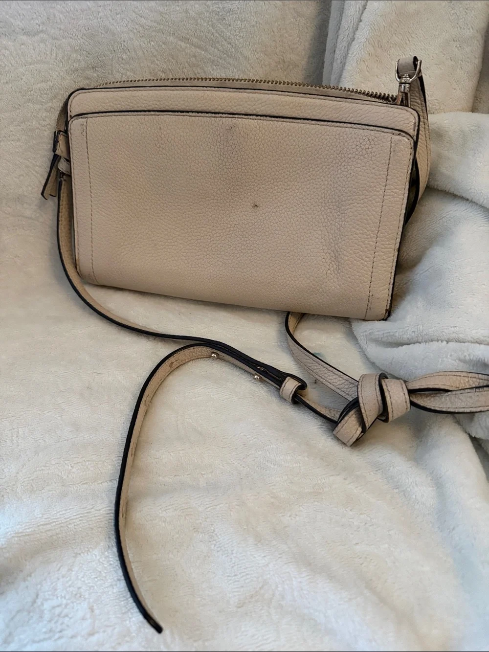 kate spade Pebbled Leather Crossbody - cream vintage